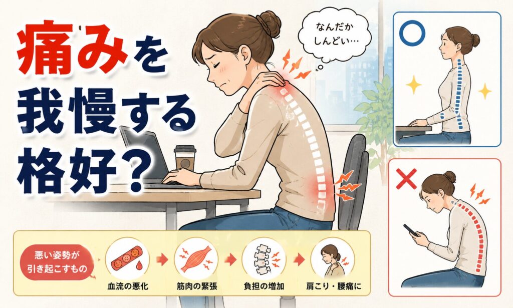 痛みを我慢する格好?